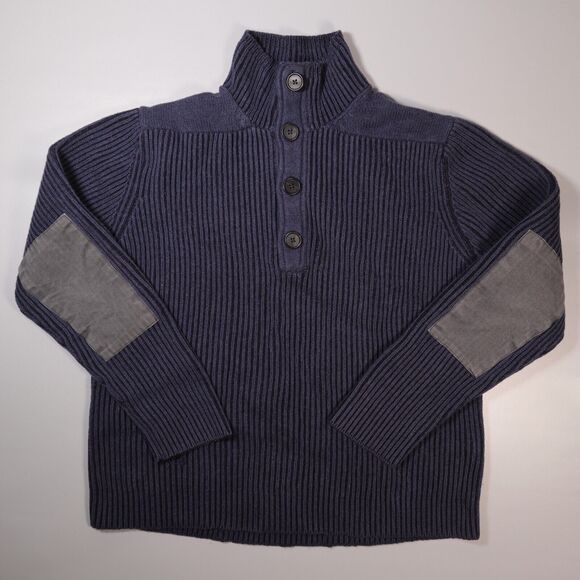 Wolsey Mens Size XL Jumper Wool Blend Heavyweight Blue High Neck Elbow Patches - Picture 1 of 10